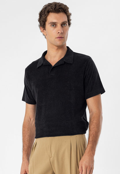 Men's Black Terry Fabric T-Shirt