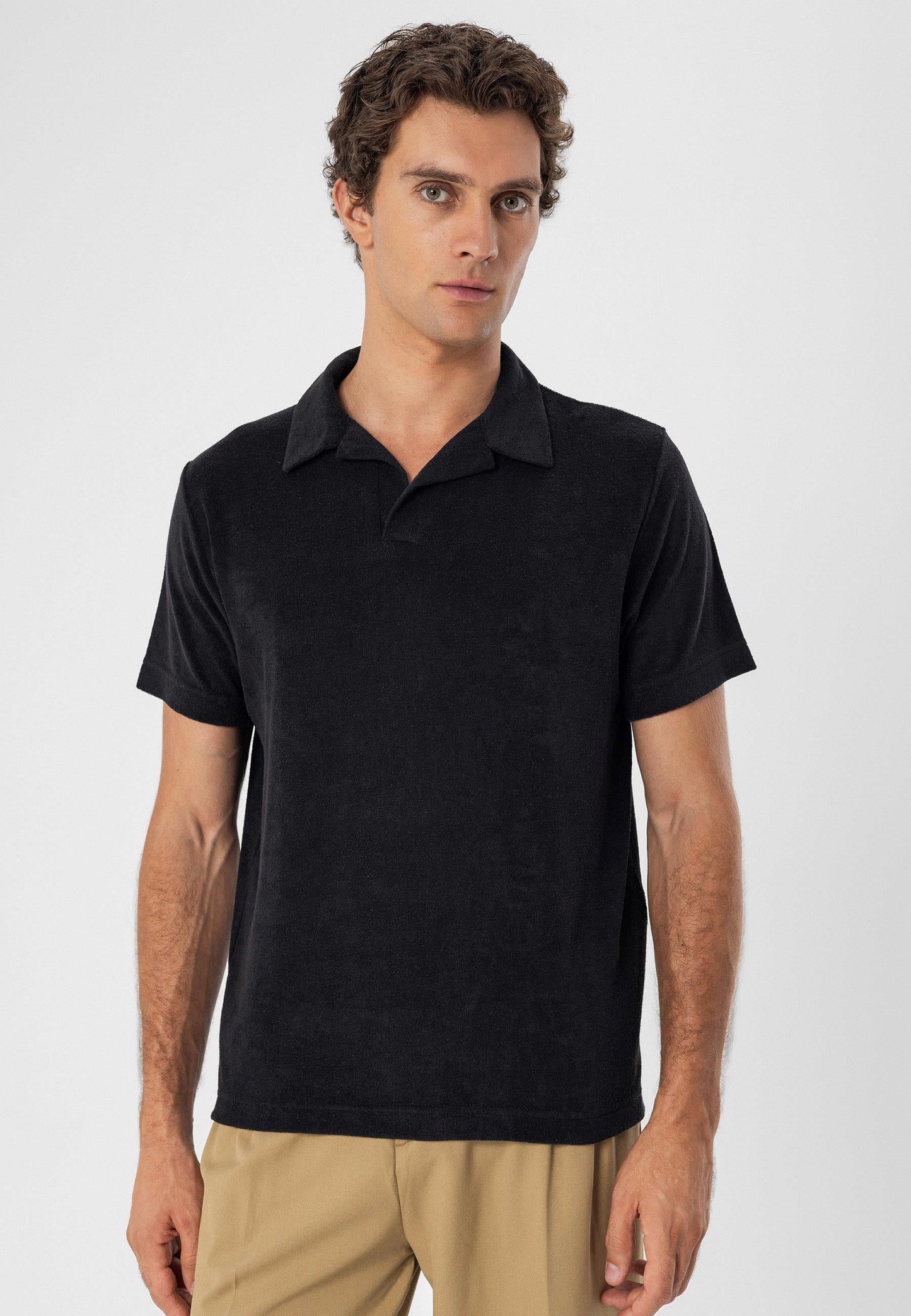 Men's Black Terry Fabric T-Shirt
