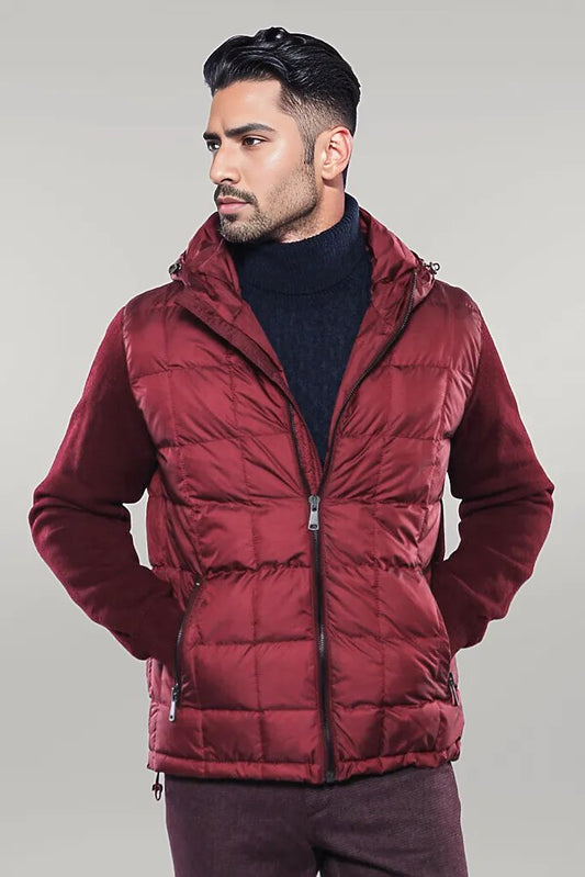 Hooded Burgundy Coat Jacket