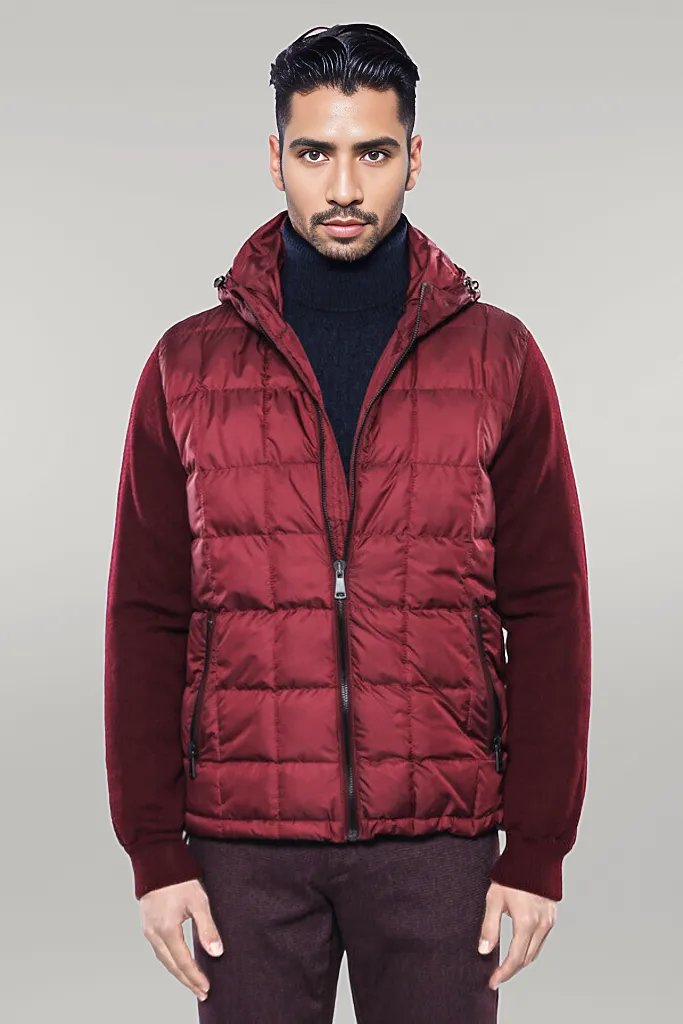 Hooded Burgundy Coat Jacket