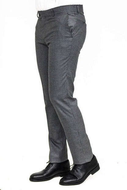 KOALA SYDNEY Houndstooth Patterned Anthracite Men Pants
