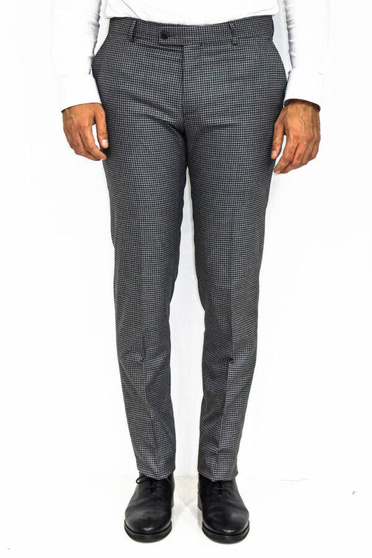 KOALA SYDNEY Houndstooth Patterned Anthracite Men Pants