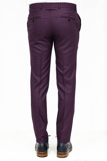 KOALA SYDNEY Houndstooth Patterned Burgundy Men Pants