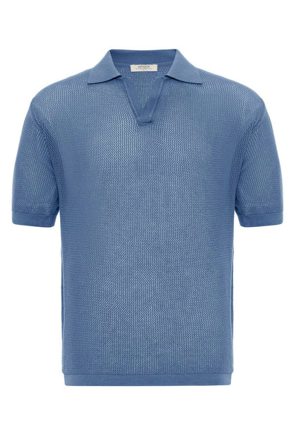 KOALA SYDNEY Men's Indigo Polo Neck Knit T-Shirt