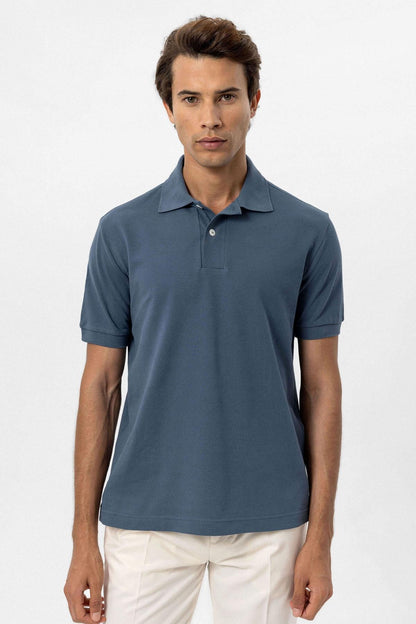 Men's Indigo Polo Neck T-Shirt