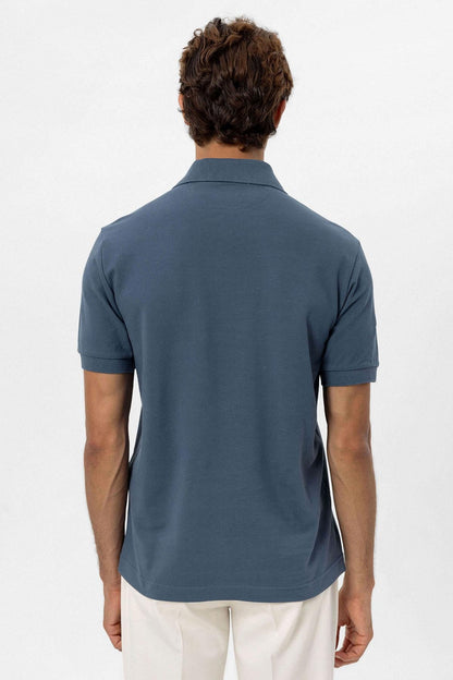 Men's Indigo Polo Neck T-Shirt
