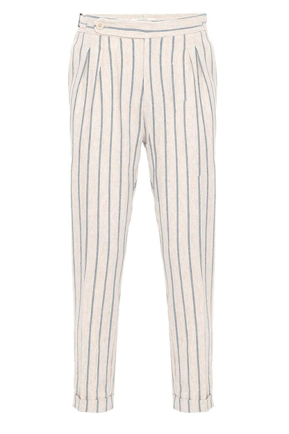 Men's Indigo High-Waist Linen Blend Pants