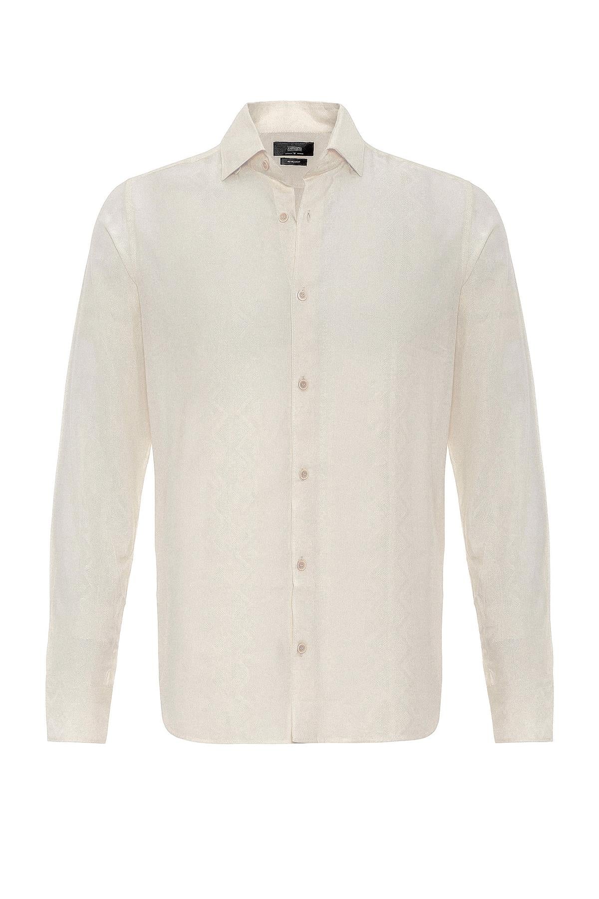 Men's Ecru Embroidered Shirt -