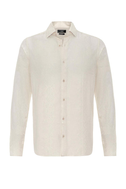 Men's Ecru Embroidered Shirt
