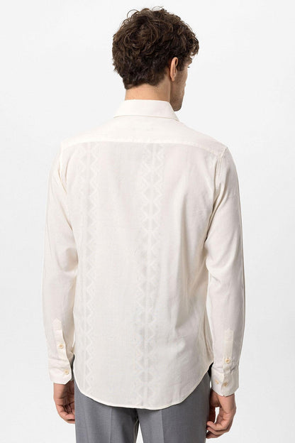 Men's Ecru Embroidered Shirt