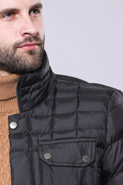 Quilted Black Men Winter Coat