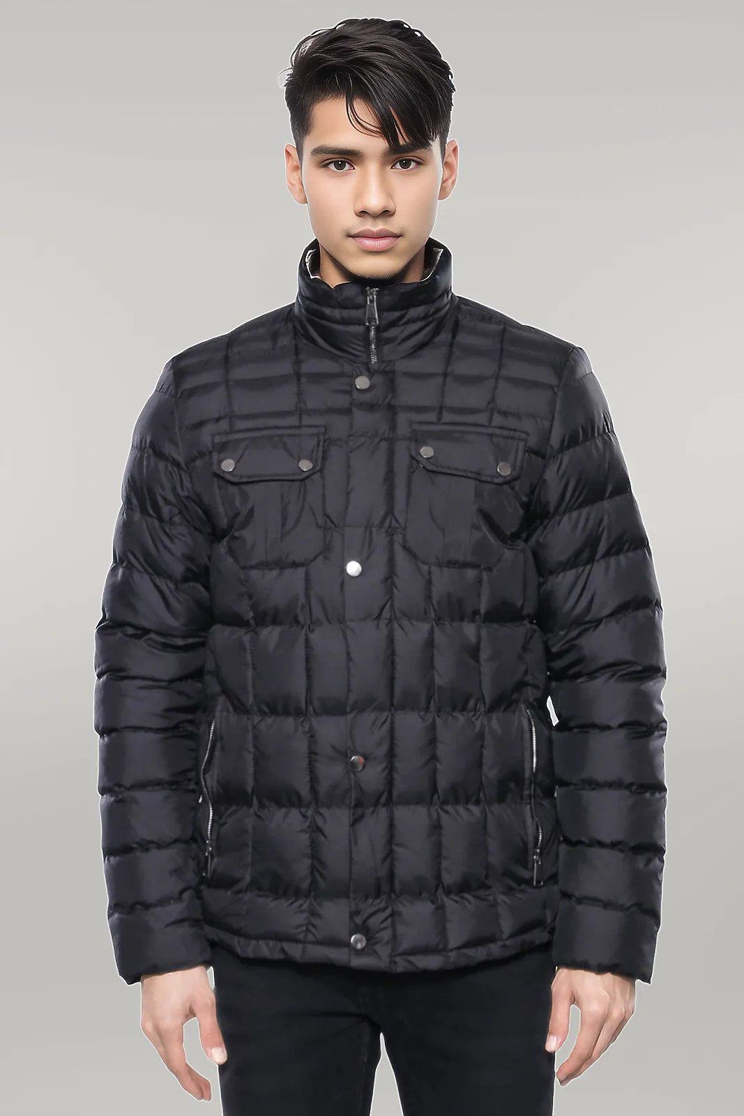 Quilted Black Men Winter Coat