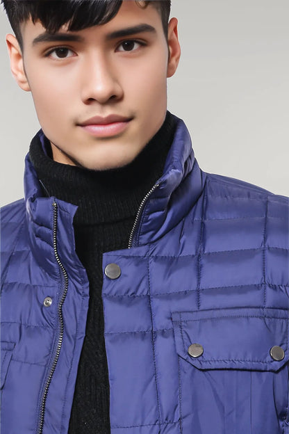 Quilted Blue Men Winter Coat