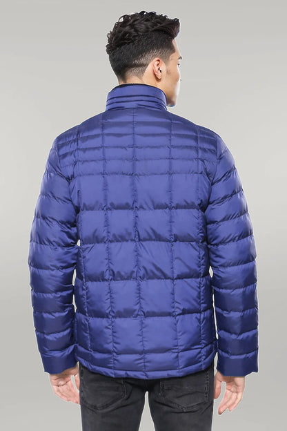 Quilted Blue Men Winter Coat