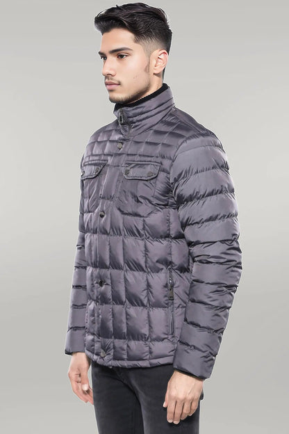 Quilted Grey Men Winter Coat