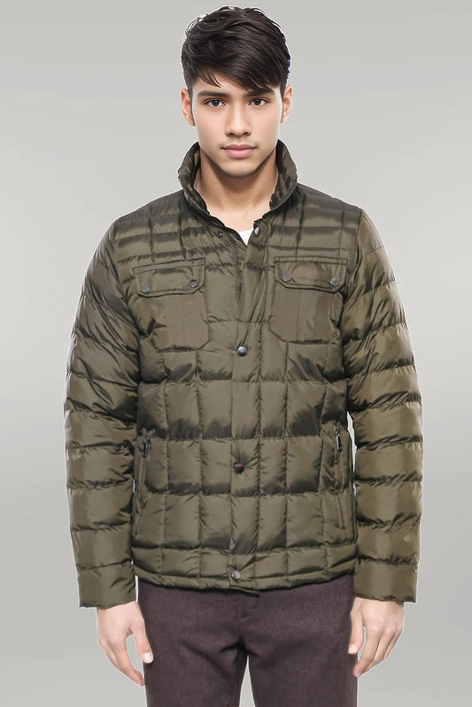 Quilted Green Men Winter Coat