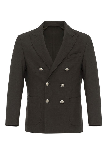 Brown Unlined Double-Breasted Men's Blazer Jacket