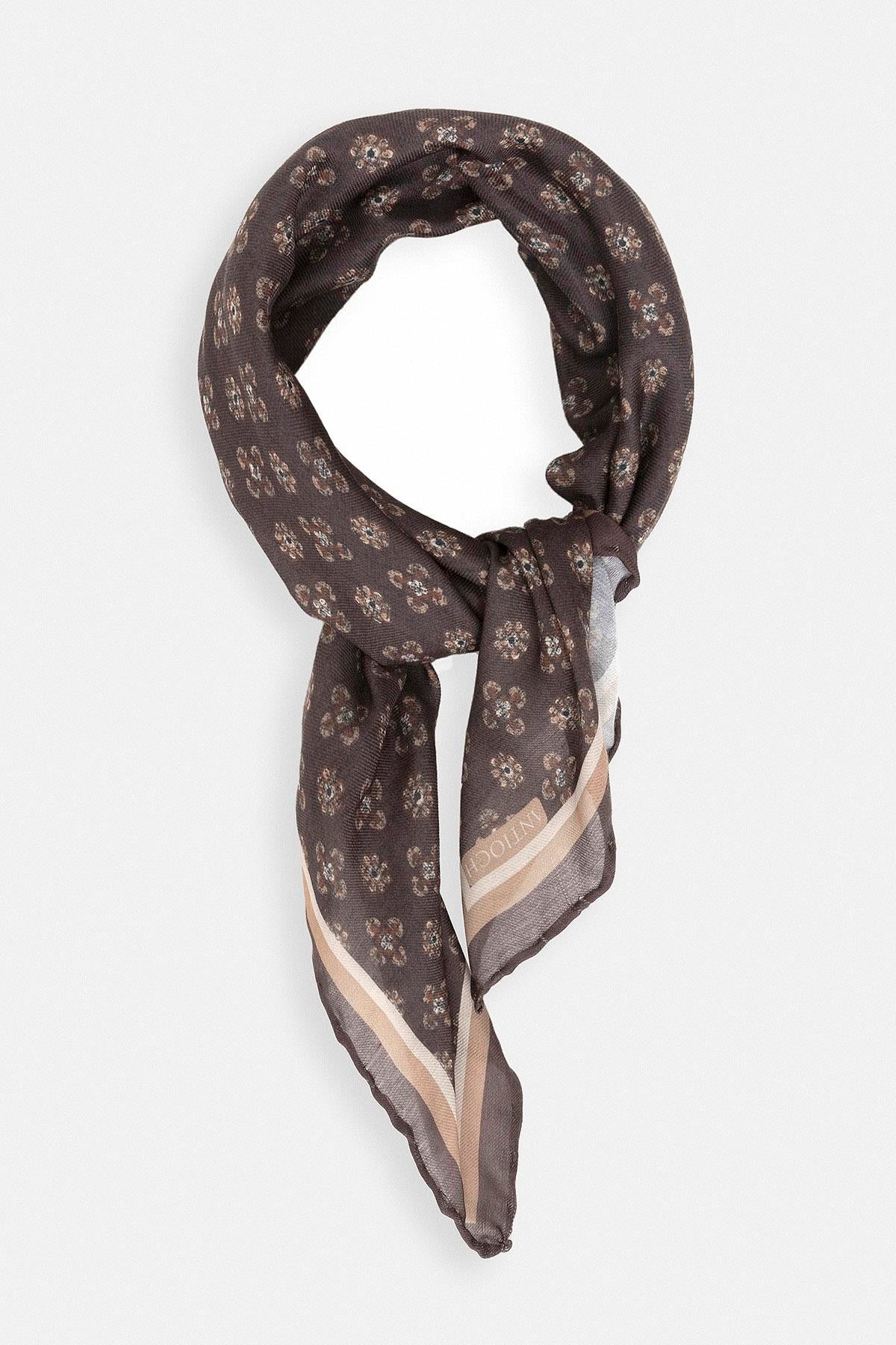 Men's Brown Floral Patterned Scarf