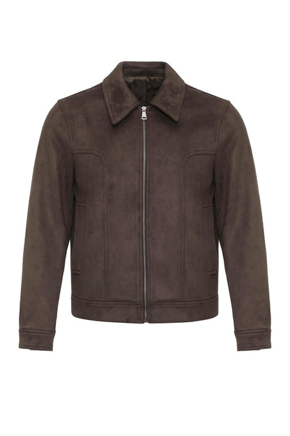 KOALA SYDNEY  Brown Crop Fit Suede Men's Jacket -