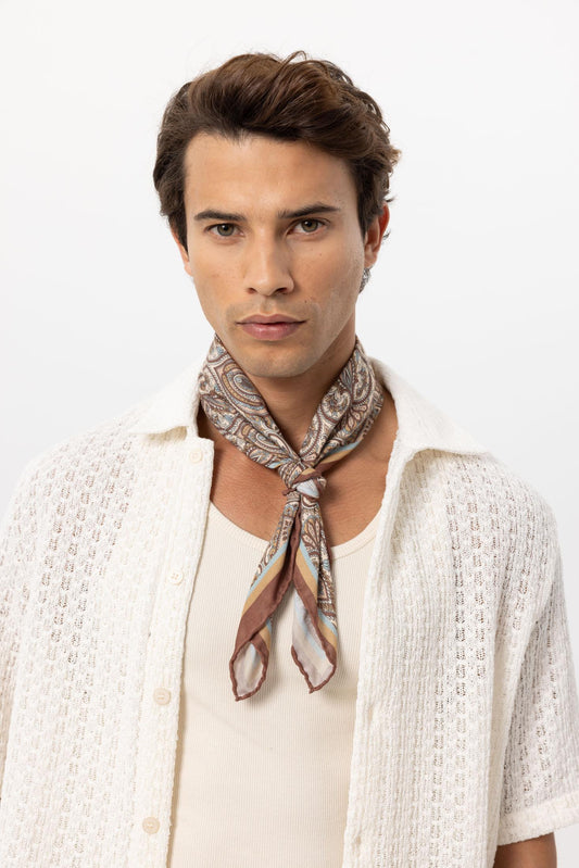 Men's Brown Patterned Scarf