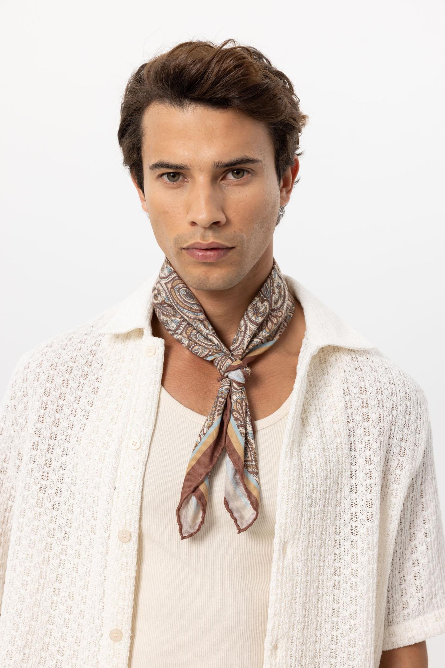 Men's Brown Patterned Scarf