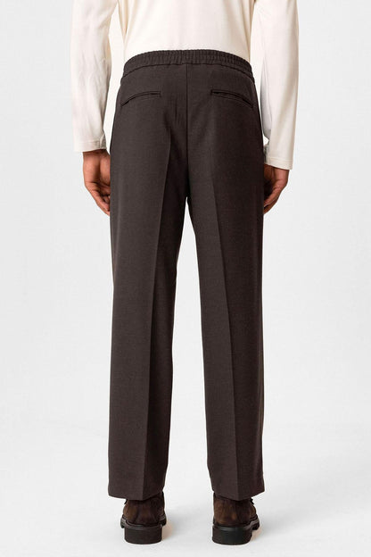 Brown Elastic Waist Baggy Men's Trousers -Wessi