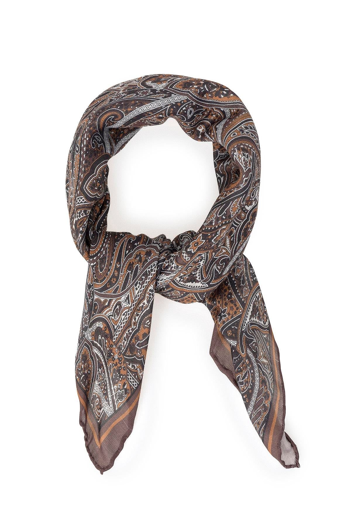 Men's Brown Ethnic Patterned Scarf