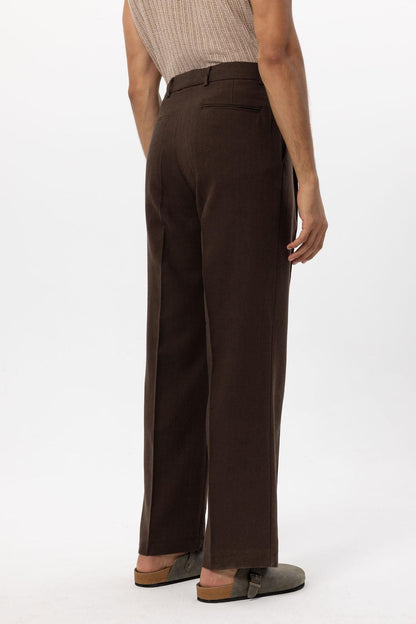 Men's Brown Linen Blend Baggy Pants