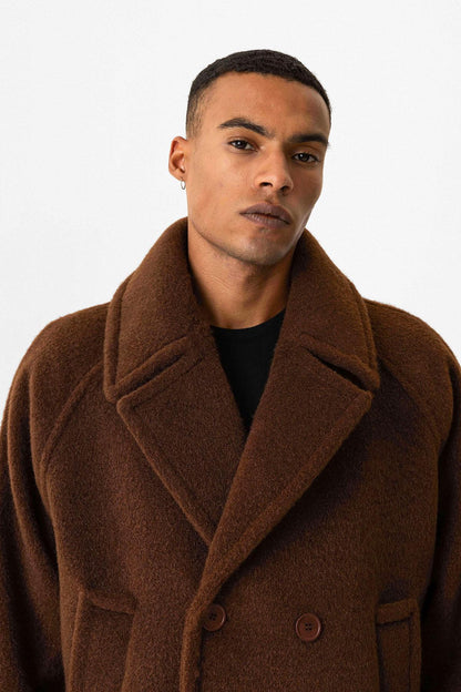 Brown Double-Breasted Crop Fit Men's Jacket
