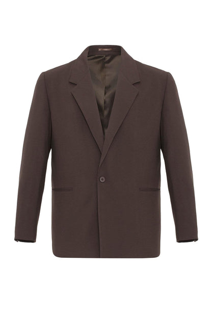 KOALA SYDNEY  Brown Single-Button Relaxed Men's Blazer Jacket