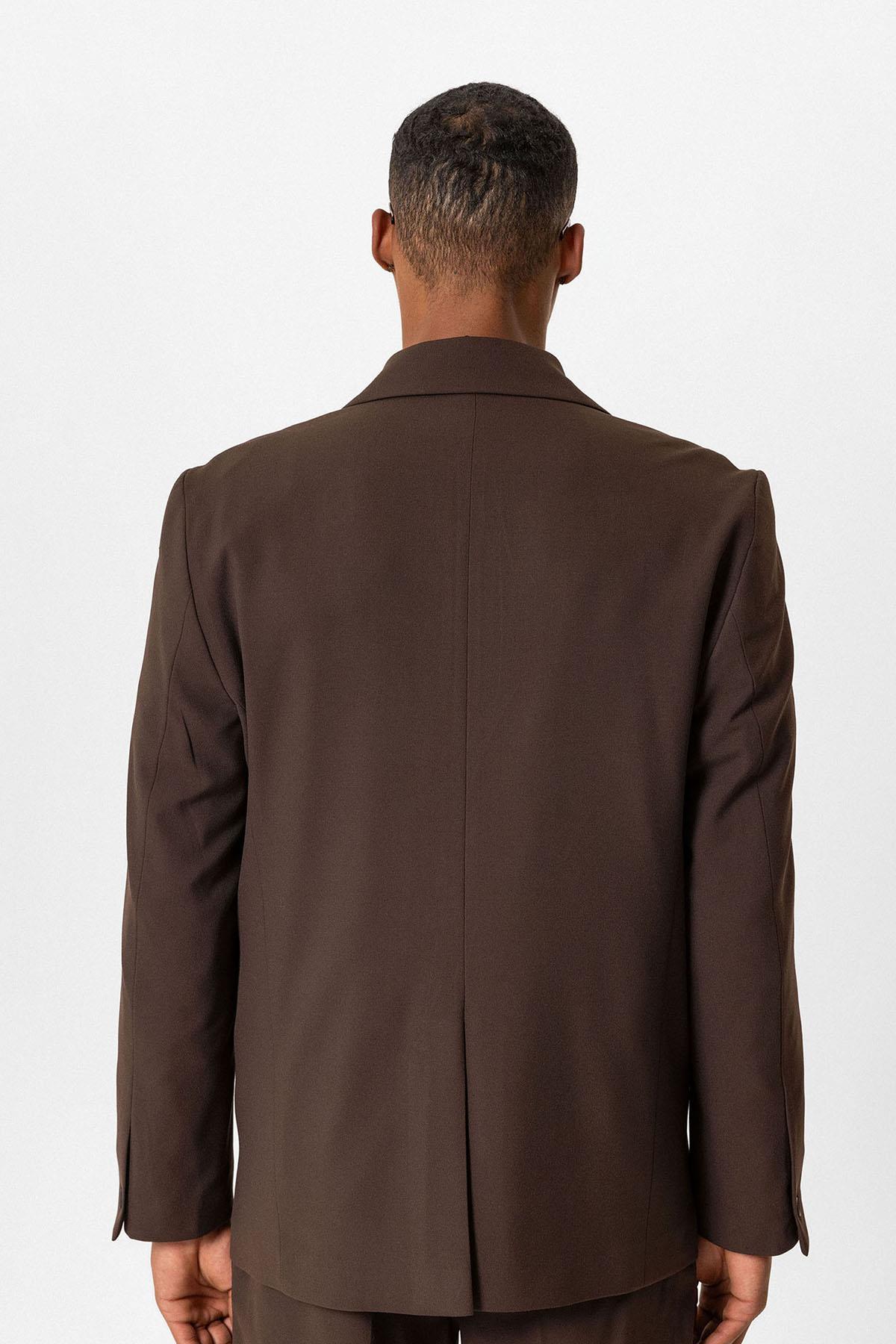 KOALA SYDNEY  Brown Single-Button Relaxed Men's Blazer Jacket