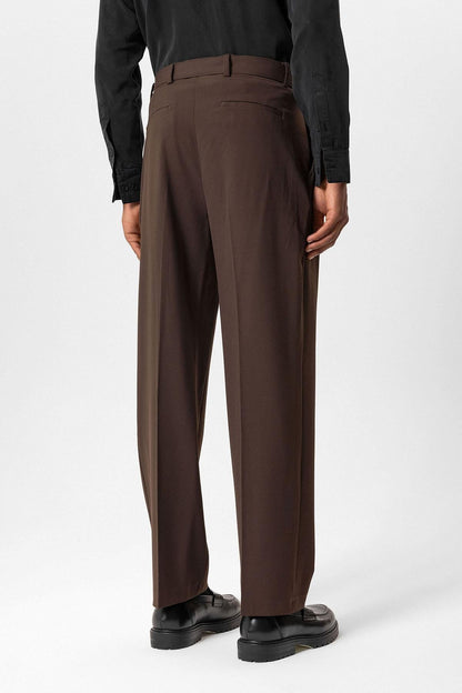 Brown High-Waisted Belted Men's Trousers