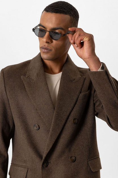 KOALA SYDNEY  Brown Wool-Blend Double-Breasted Men's Coats -