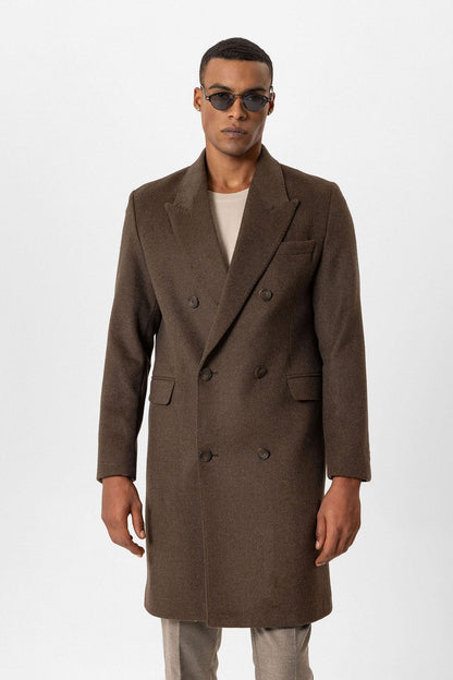 KOALA SYDNEY  Brown Wool-Blend Double-Breasted Men's Coats -