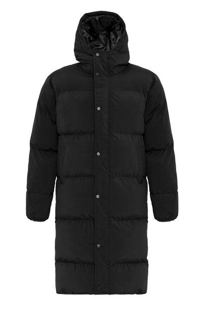 Men's Black Hooded Long Puffer Jacket
