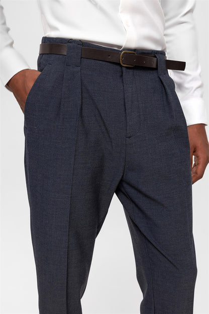 Men's Indigo Belted Double Cuff Pants