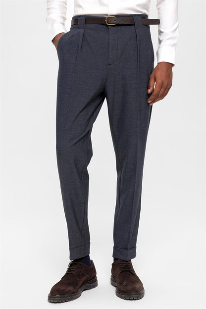 Men's Indigo Belted Double Cuff Pants