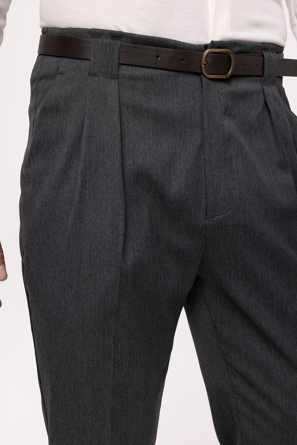 Men's Smoked Belted Double Cuff Pants