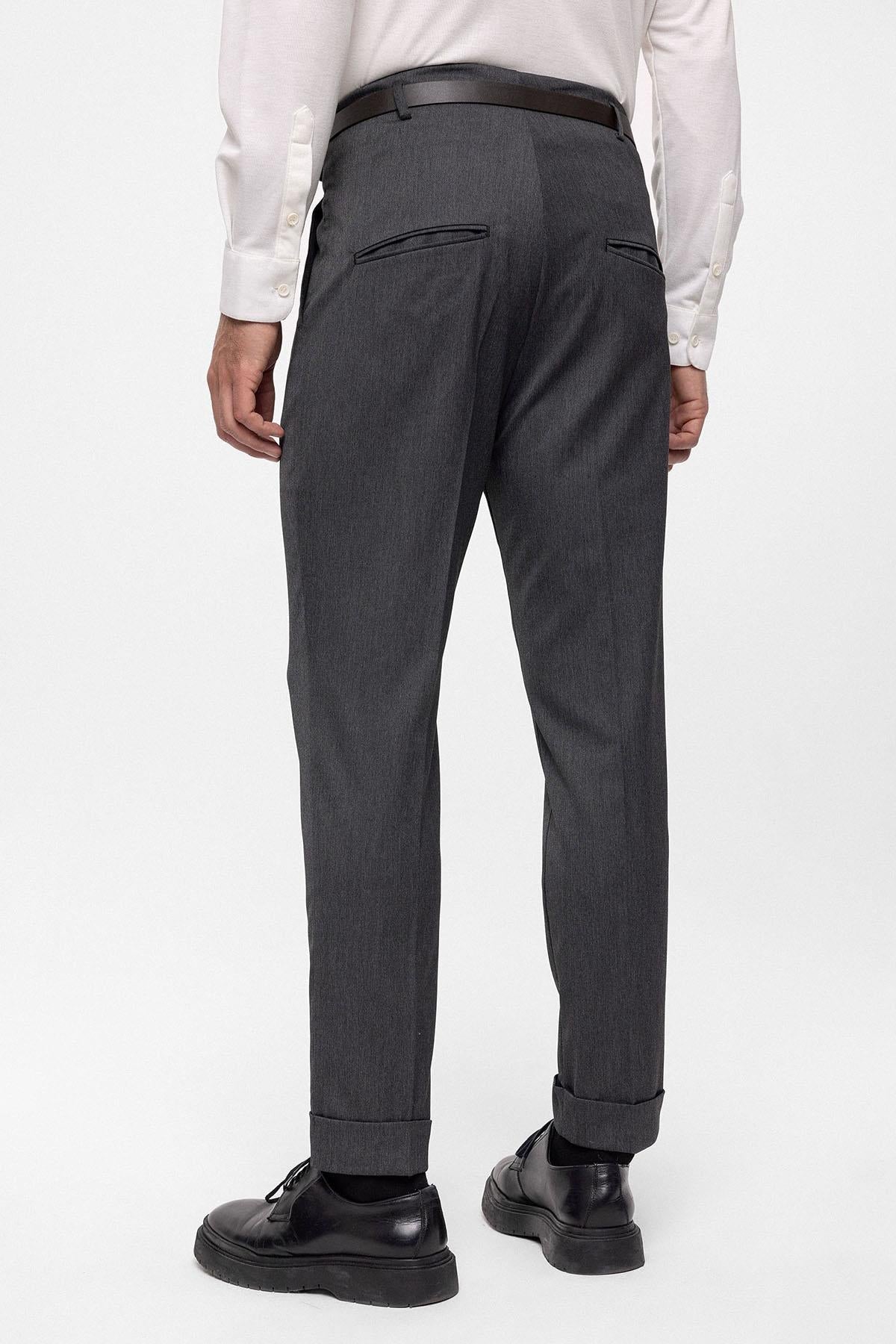 Men's Smoked Belted Double Cuff Pants