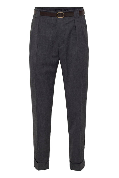 Men's Smoked Belted Double Cuff Pants
