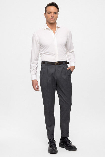 Men's Smoked Belted Double Cuff Pants