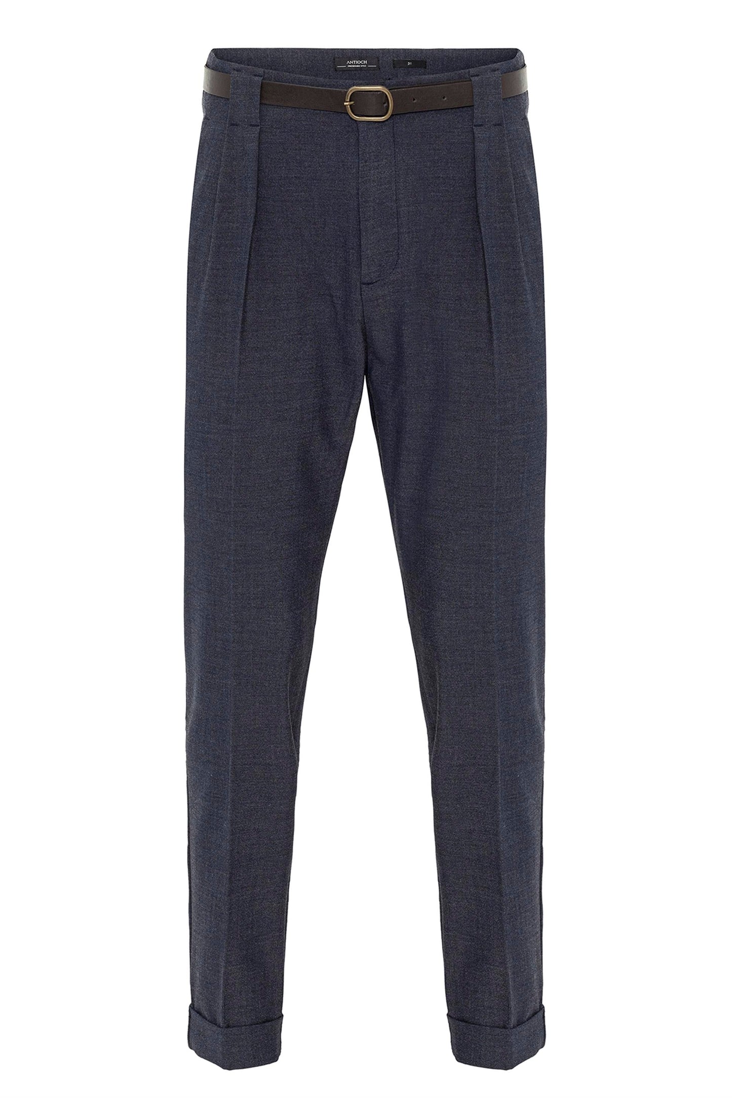 Men's Indigo Belted Double Cuff Pants