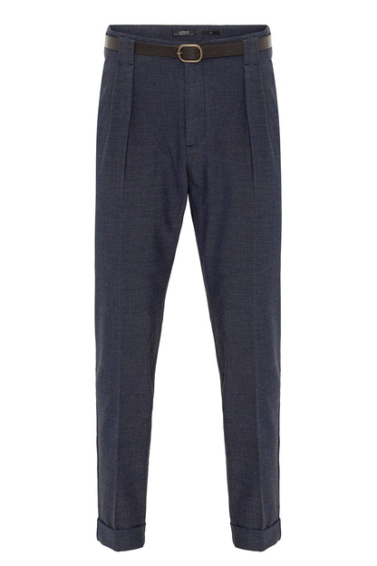 Men's Indigo Belted Double Cuff Pants