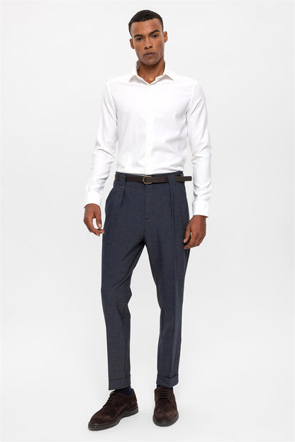 Men's Indigo Belted Double Cuff Pants