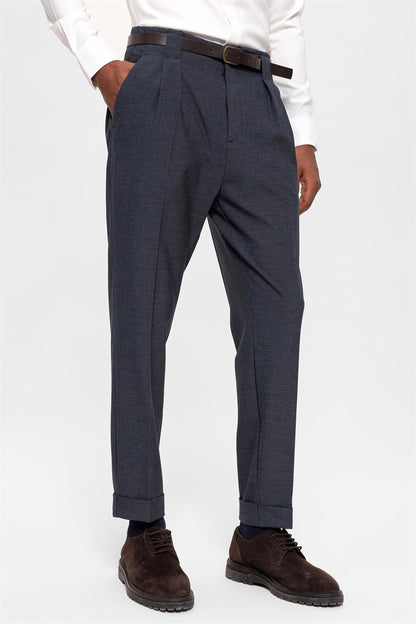 Men's Indigo Belted Double Cuff Pants
