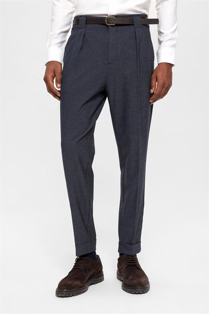Men's Indigo Belted Double Cuff Pants
