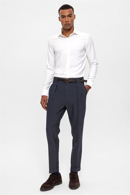 Men's Indigo Belted Double Cuff Pants
