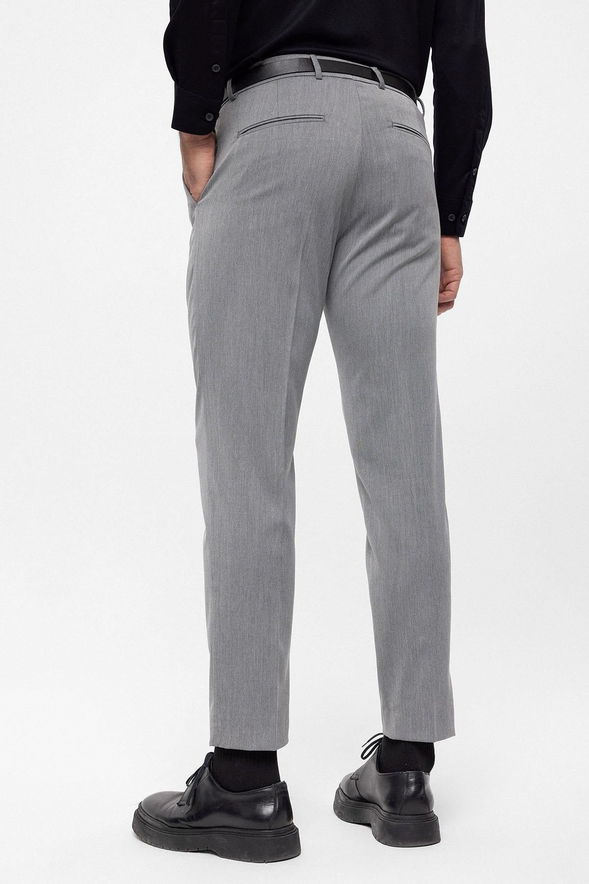 Men's Grey Belted High Waist Trousers