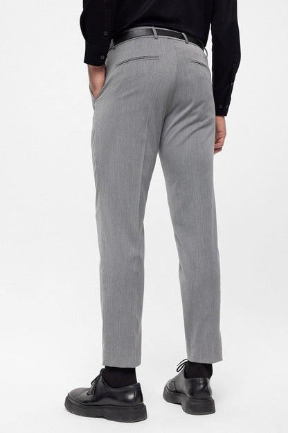 Men's Grey Belted High Waist Trousers