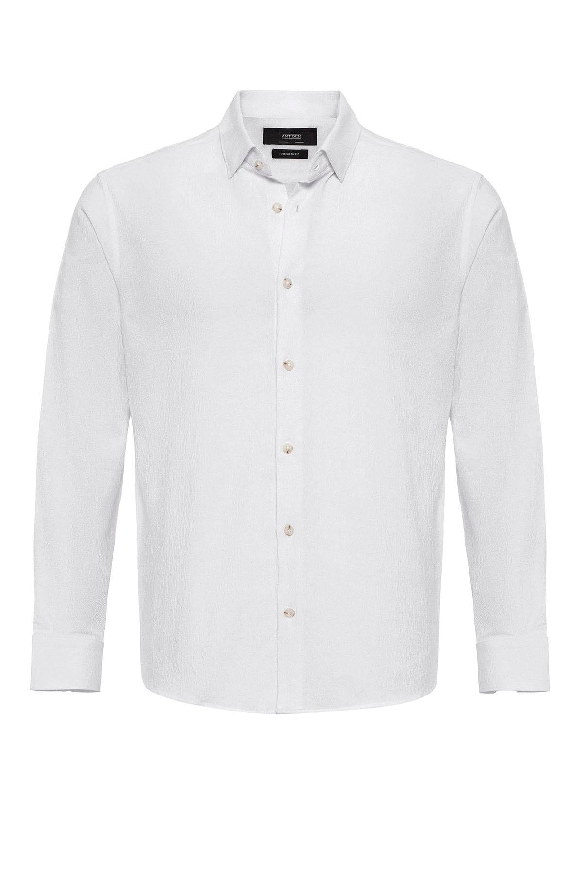Men's White Linen Blend Shirt